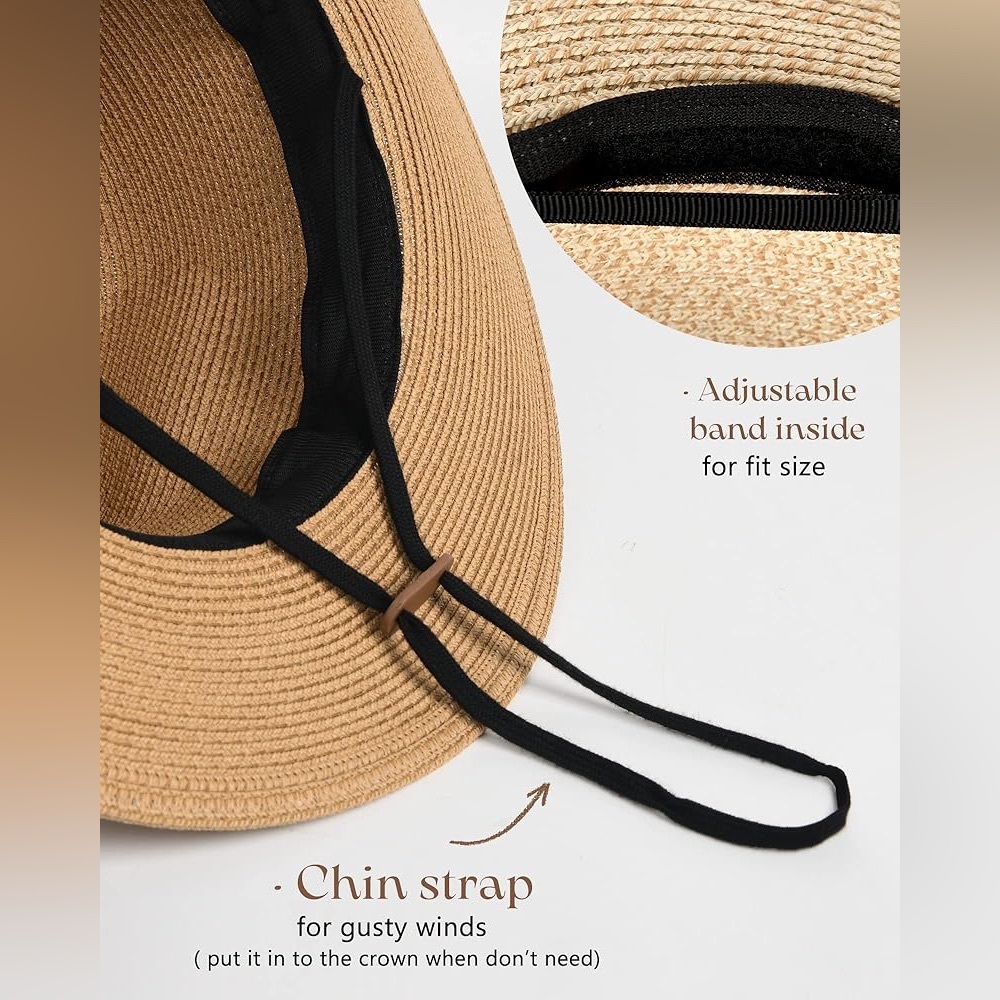 FURTALK Womens Mens Wide Brim Straw Panama Hat Fedora Sun Hats Straw Hat
UPF 80+ - Picture 9 of 11